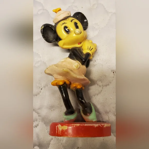 Toys | Bb6 Minnie Mouse Vintage Figurine In Pink Dress Green Shoes |  Poshmark